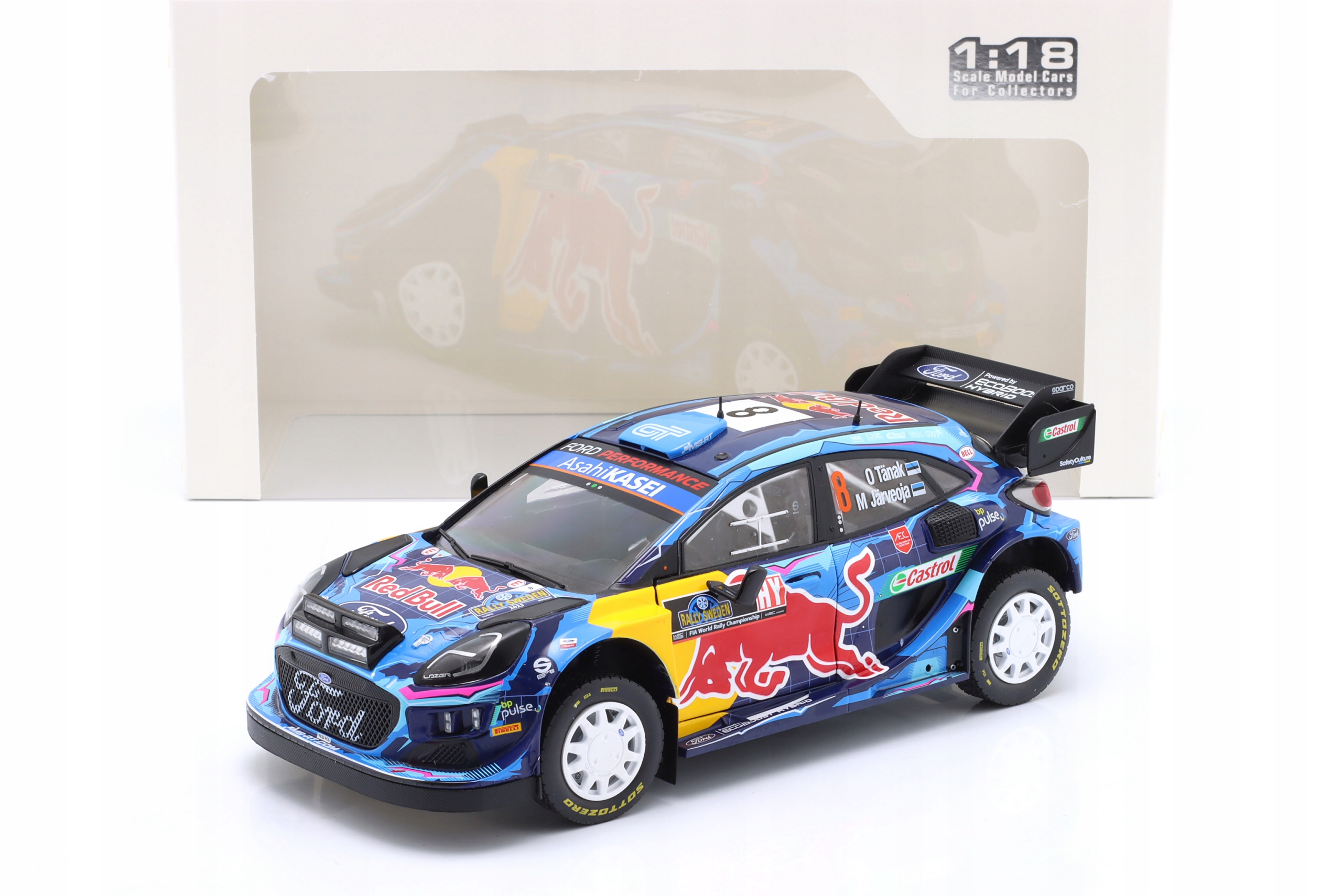 Ford Puma Rally1 Wrc Hybrid Red Bull #8 Rally Suede 2023 Tanak Solido 1:18