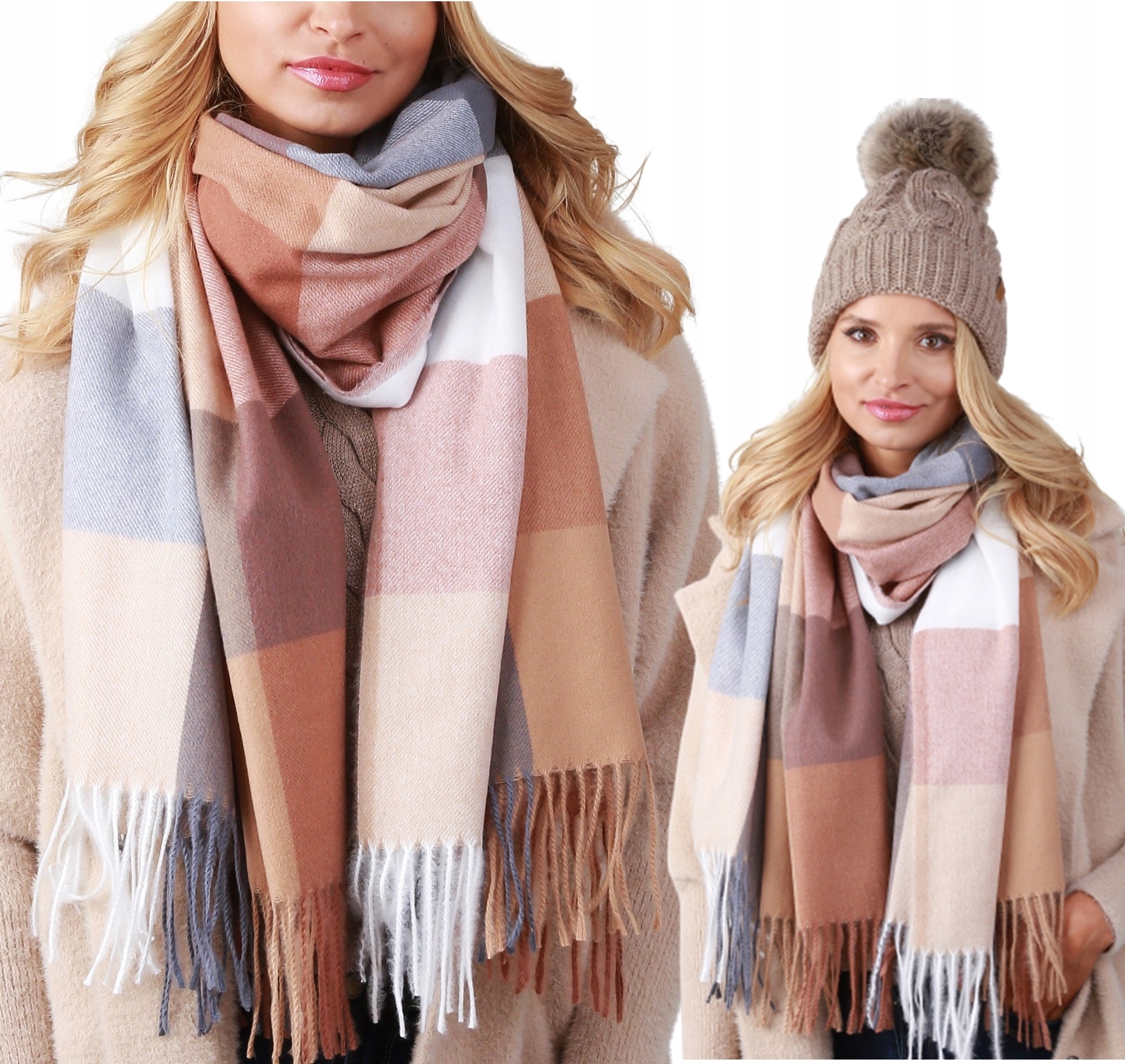 

Szalik W Kratę duży Szal Frędzle wz1