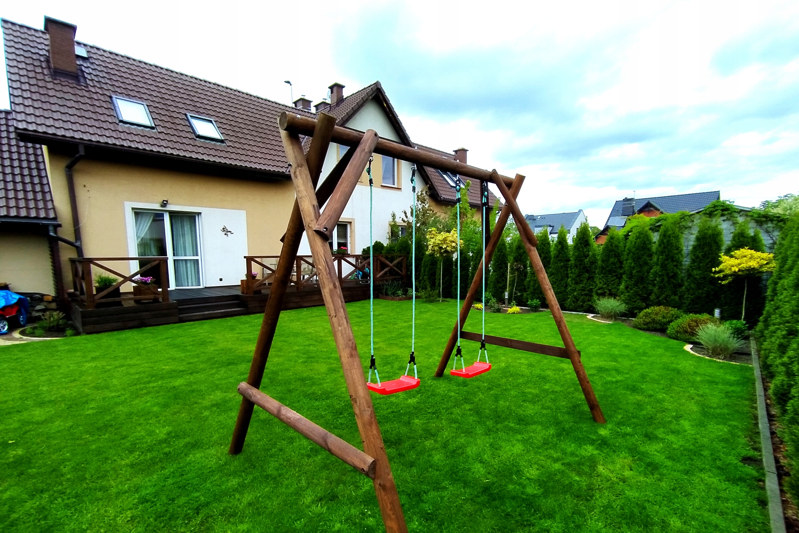 PLAC ZABAW DREWNIANY HUŚTAWKA Z BALI BOCIANIE GNIAZDO Bohater / Bajka Inny