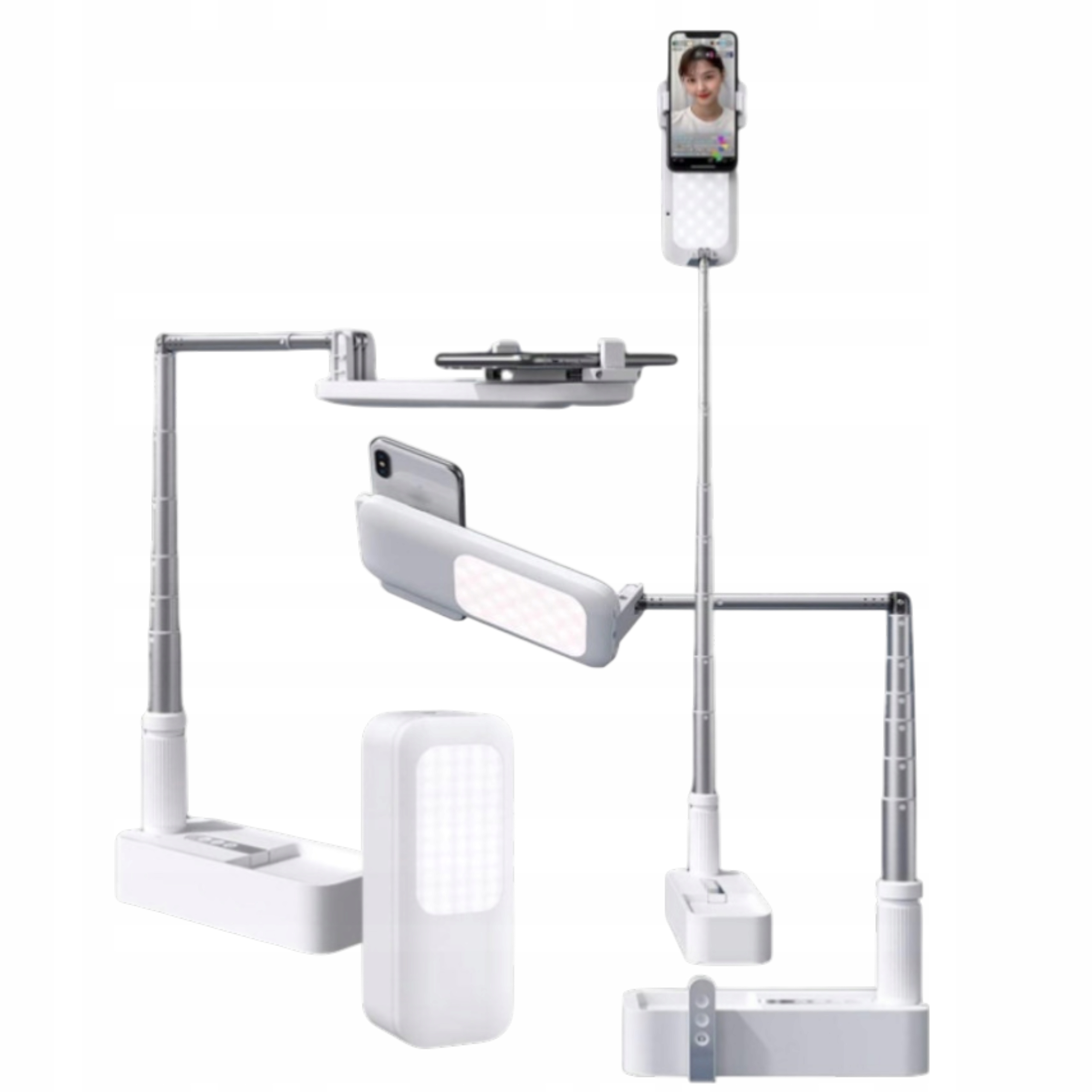 Stativ pro selfie s Led lampou – skládací, dobíjecí