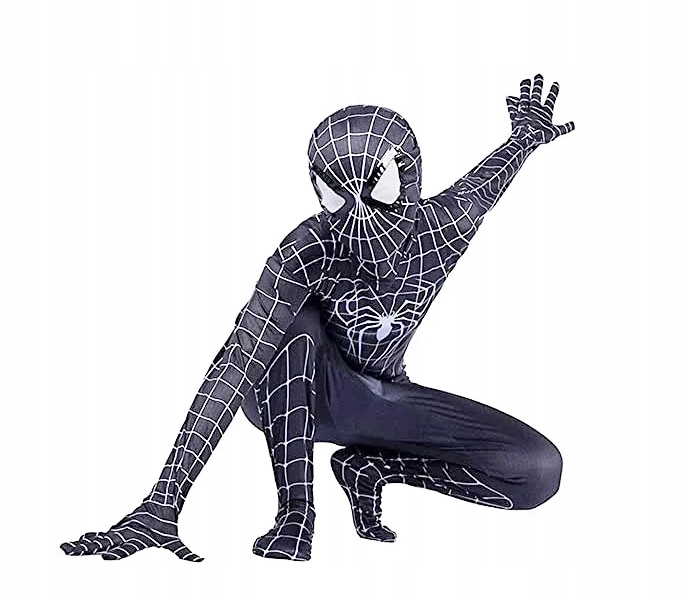 STRÓJ + MASKA PRZEBRANIE KOSTIUM SPIDERMAN CZARNY Motyw inny