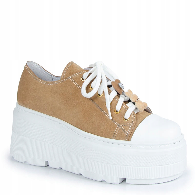 Laroni 3479 Kožené Tenisky Na Silné Podrážce Béžovo-bílé 39