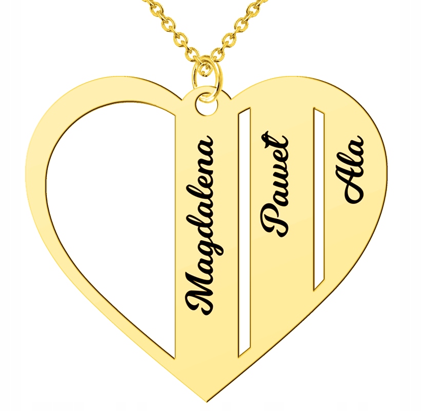 

Złoty Naszyjnik Z Imionami Grawerem Grawer Serce