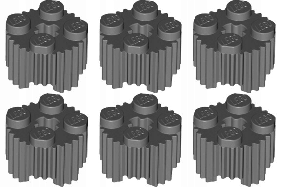 

Lego 92947 Klocek Grill 2x2 szary ciem (6g) 6 szt