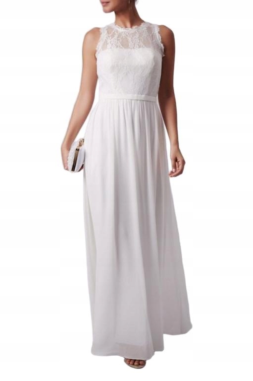 Řasenka Šaty Bílá Maxi Slm 44