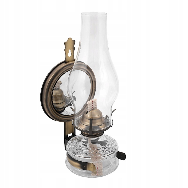 Petrolejová lampa 31 cm se zrcadlem Stará mosaz Maxi