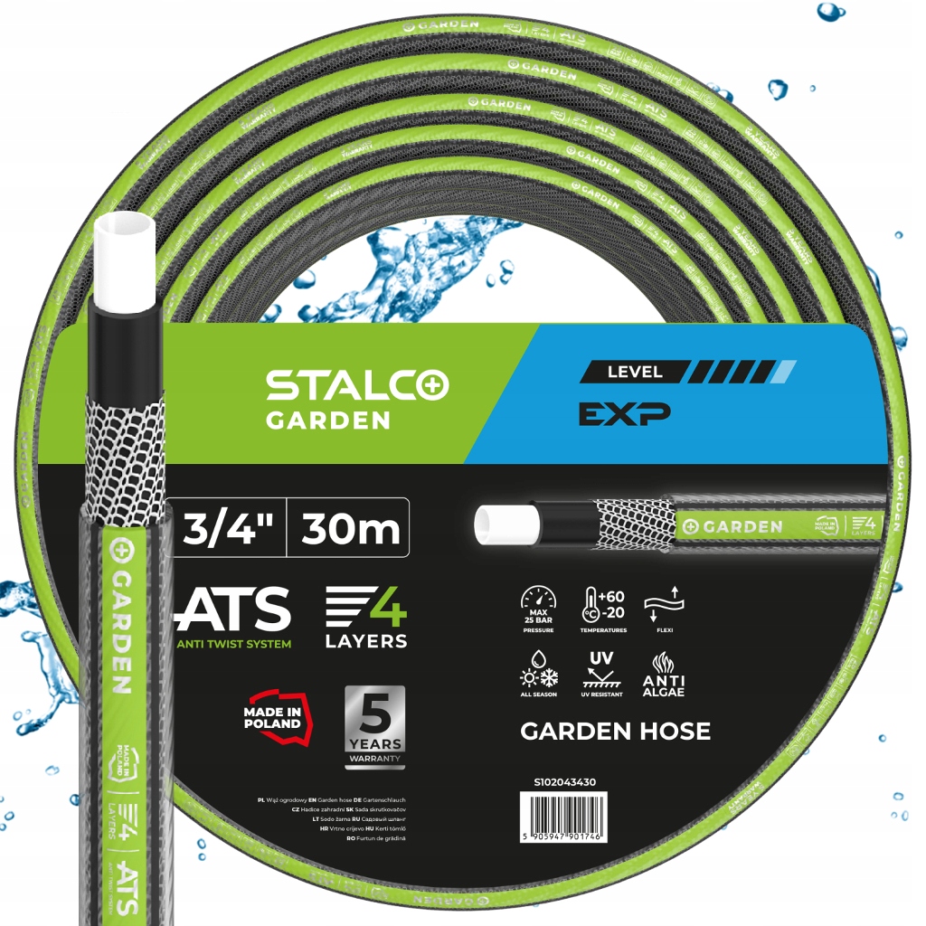 Záhradná Hadica 3/4" 30 M 4 Vrstvy Str Stalco Garden Silný Odolný Voči Uv Žiareniu