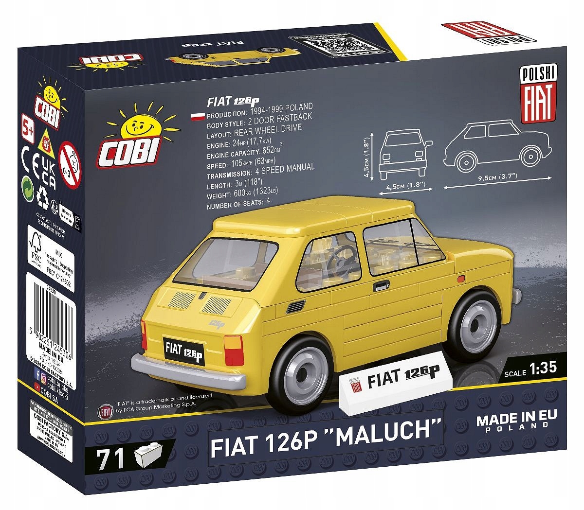 Klocki Cobi 24530 POLSKI FIAT 126P MALUCH NOWA WERSJA YOUNGTIMER Marka Cobi