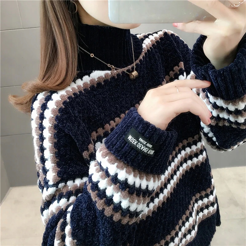 DZIEWCZĘCY SWETER GOLF LUŹNY CIEPŁY DZIANINOWY JESIEŃ ZIMA MODNY