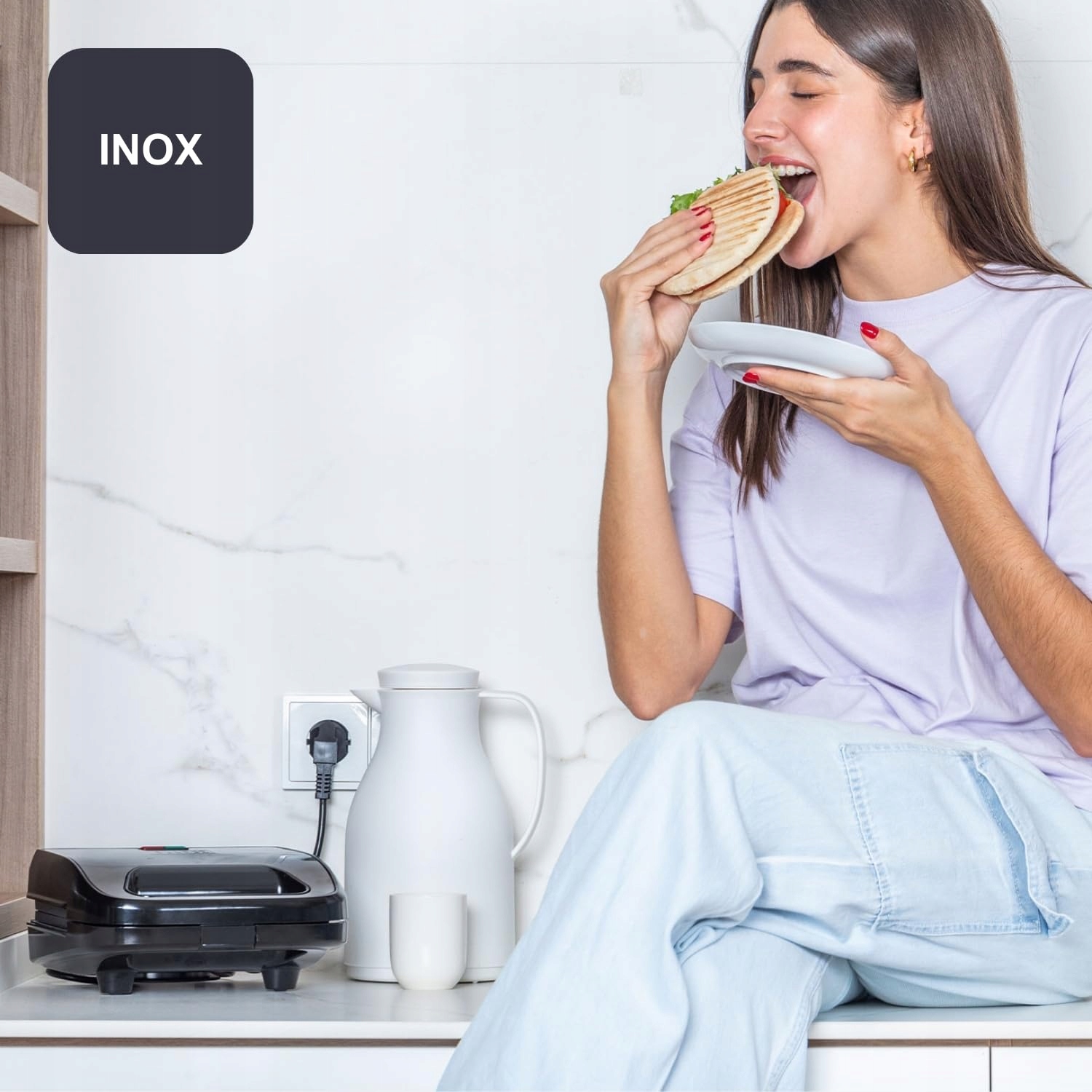 BLACK+DECKER Sandwichmaker 3w1 750W Wymienne Płyty Grill Wafle — miniatura 3