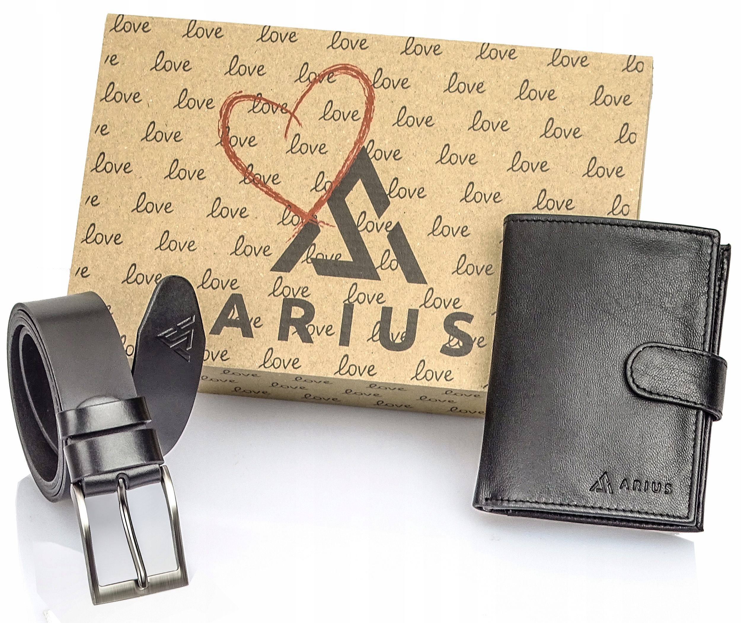 Dárek Mládežnický set na Valentýna Kožený Opasek Pánský Rfid peněženka