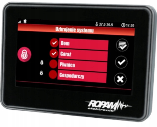 Manipulator Touchpanel dotykowy TPR-4B-P NeoGSM-IP 4,3” TFT LCD, LED ROPAM Typ alarmu przewodowy