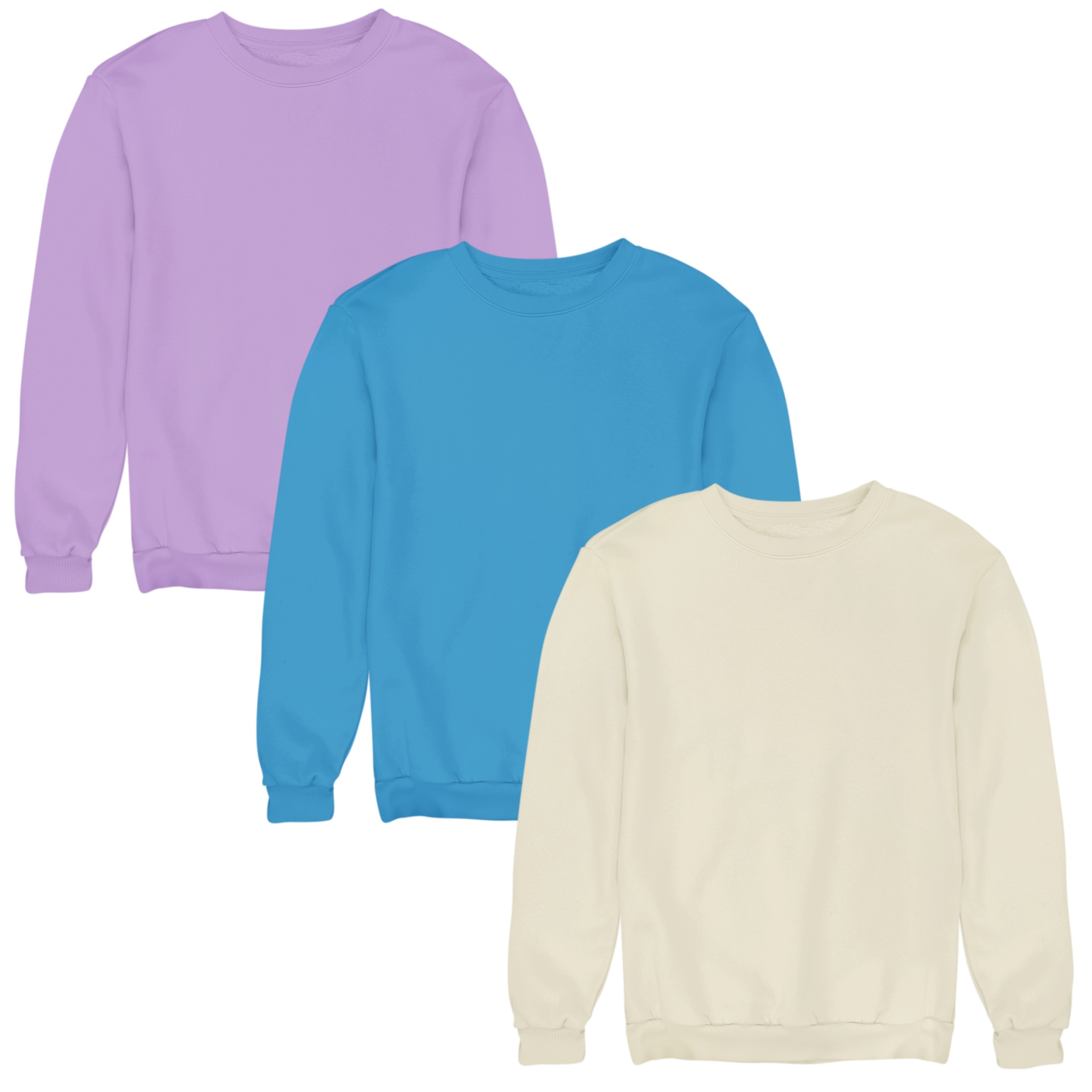 Sada 3x Mikina Bez Kapuce Basic Unisex 3 balení 290 g Bavlněná Hladká