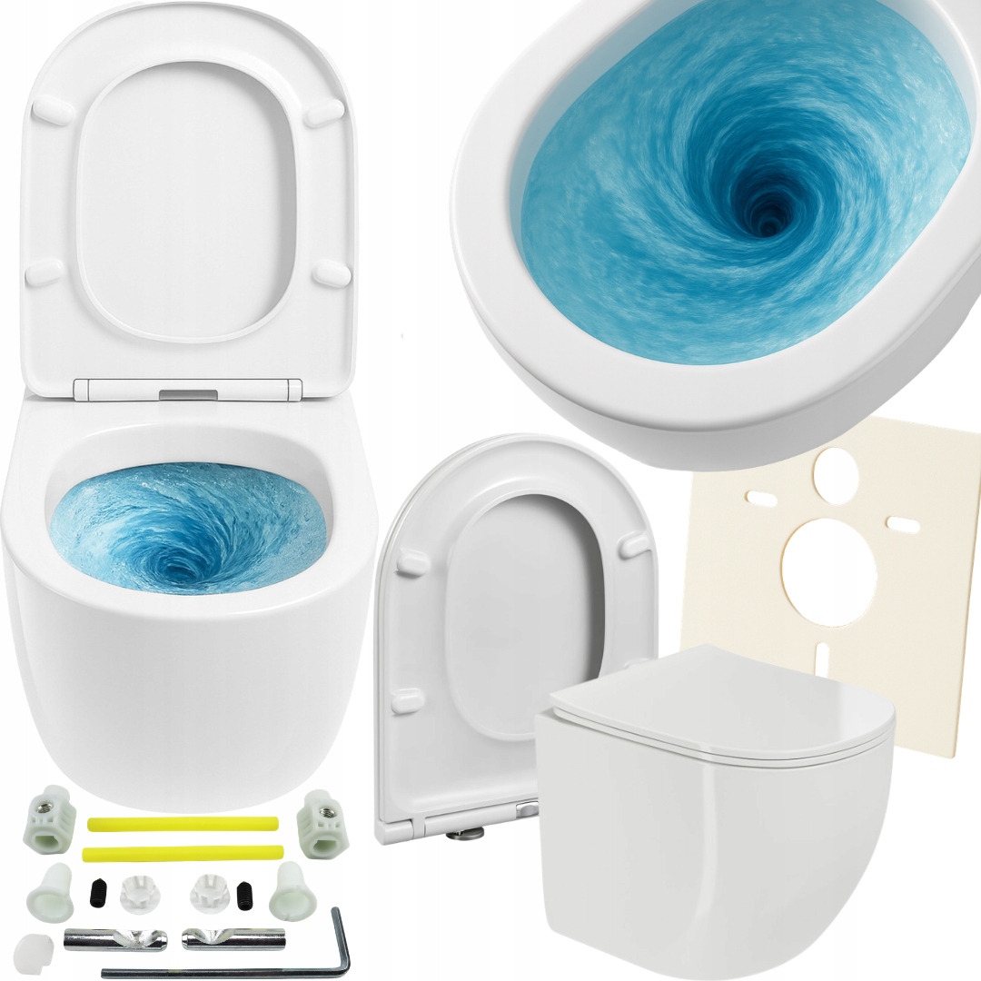Miska Wc wisząca rimless Tornado podwieszana spłukiwanie wirowe +deska mata