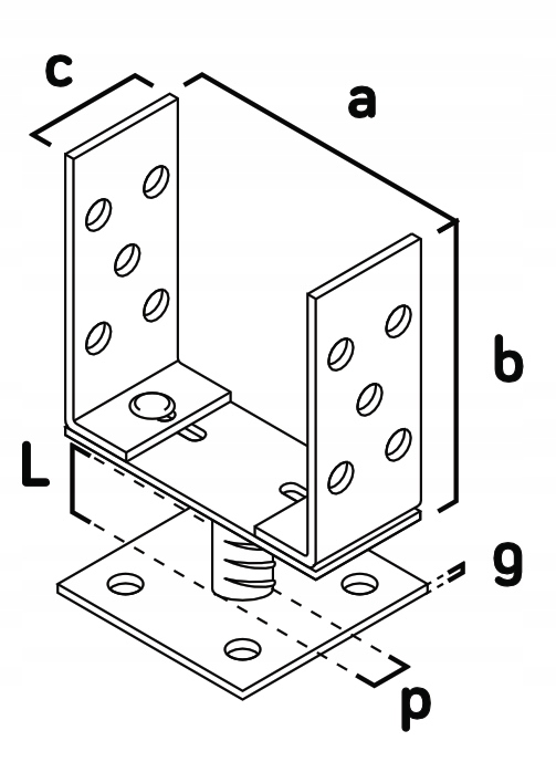PODSTAWA SŁUPA WSPORNIK KOTWA REGULOWANA Z PODSTAWKĄ 0-160 PS02 Kod producenta PS02