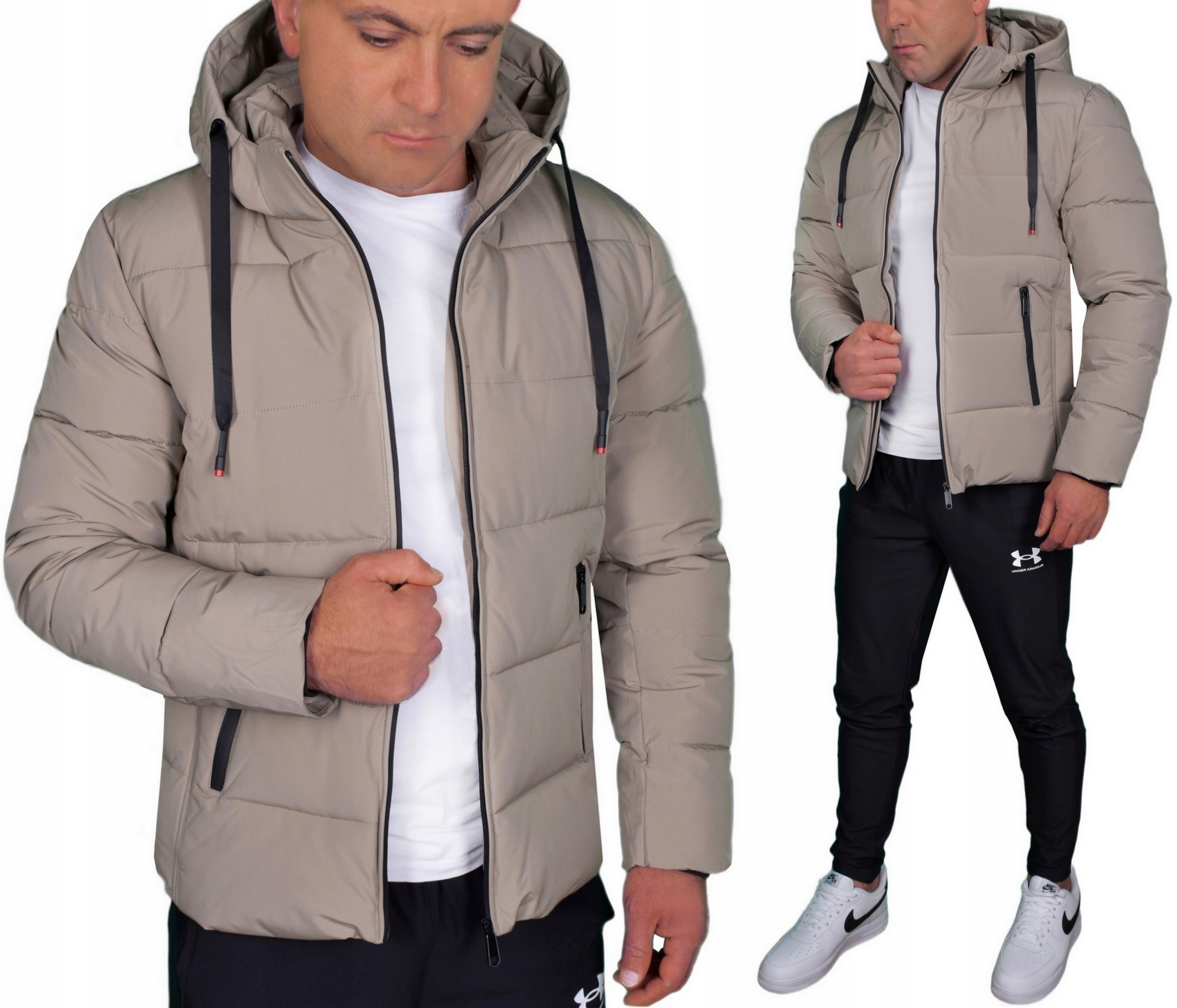 Zimní Pánská Prošívaná Péřová Bunda S Kapucí