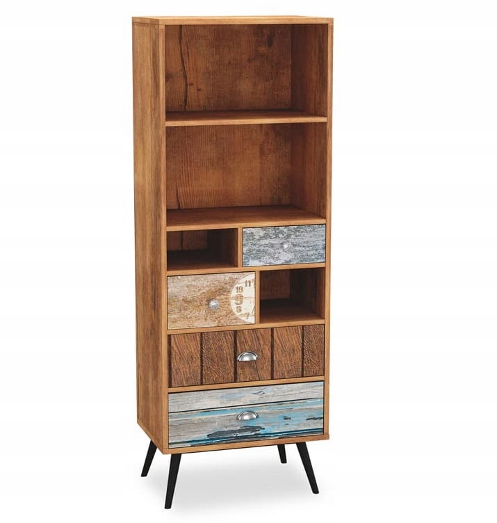 

Biblioteczka retro regał vintage szufladami 180x60