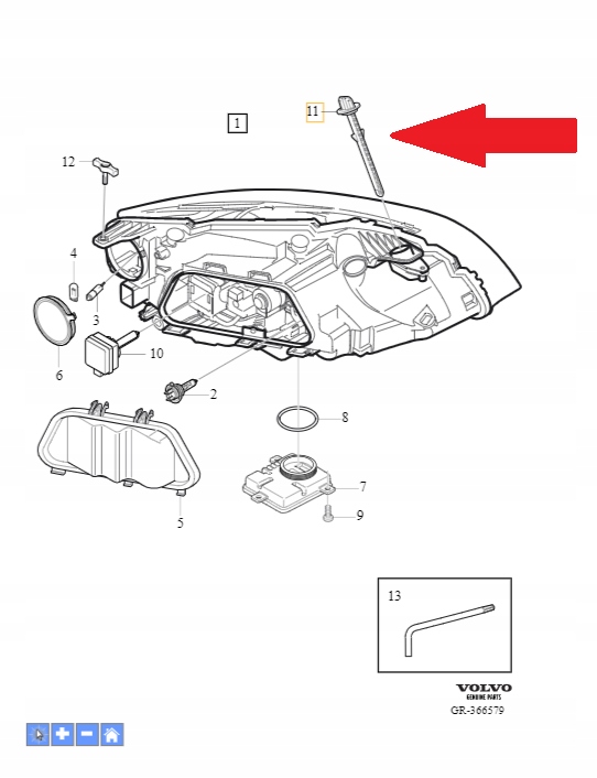 Mocowanie reflektora Volvo V40, V40 CC OE 31383457
