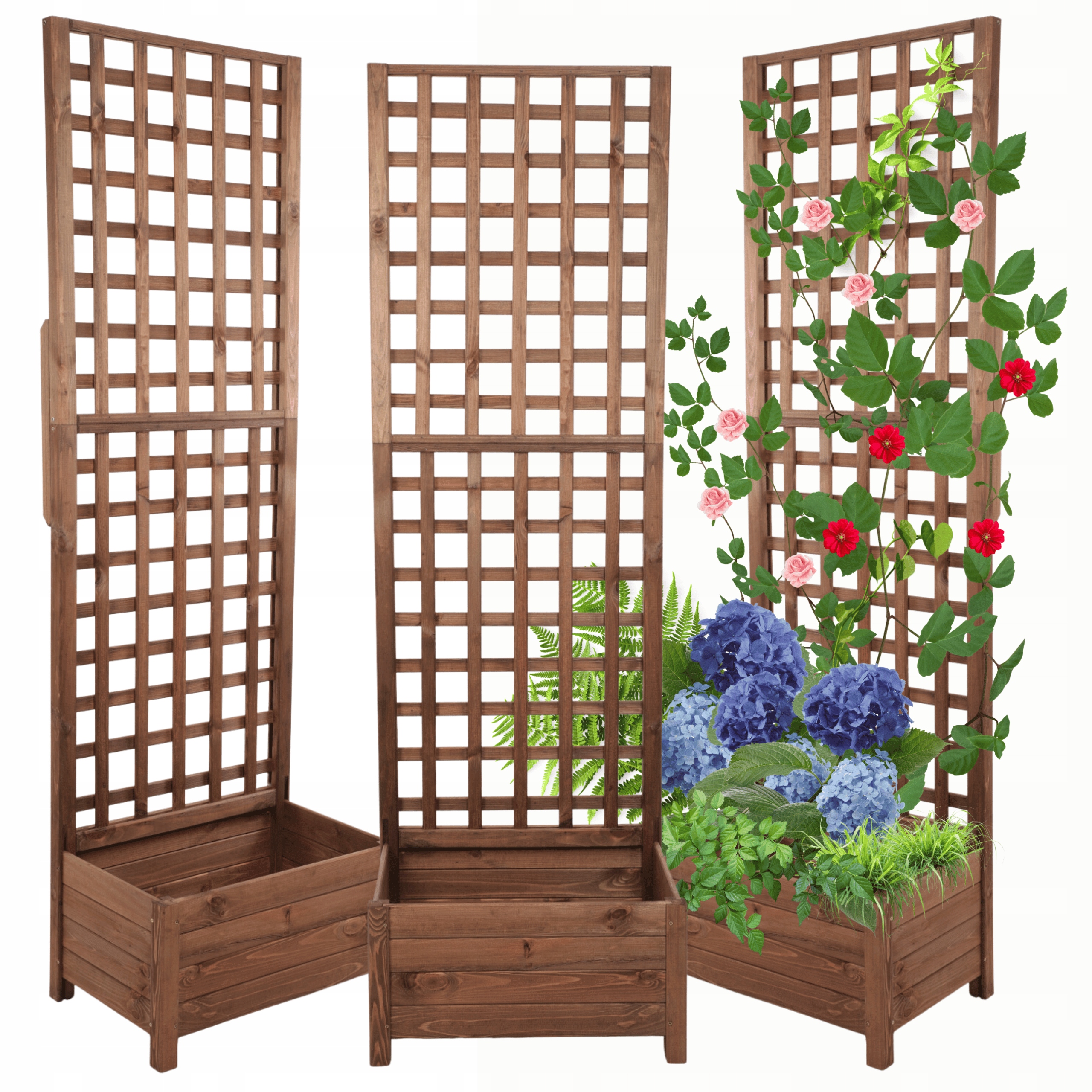 Pergola drewniana wysoka doniczka skrzynka na kwiaty 190x60x40 Eko