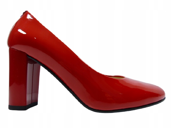 Červené kožené lodičky na podpatku Sala 37