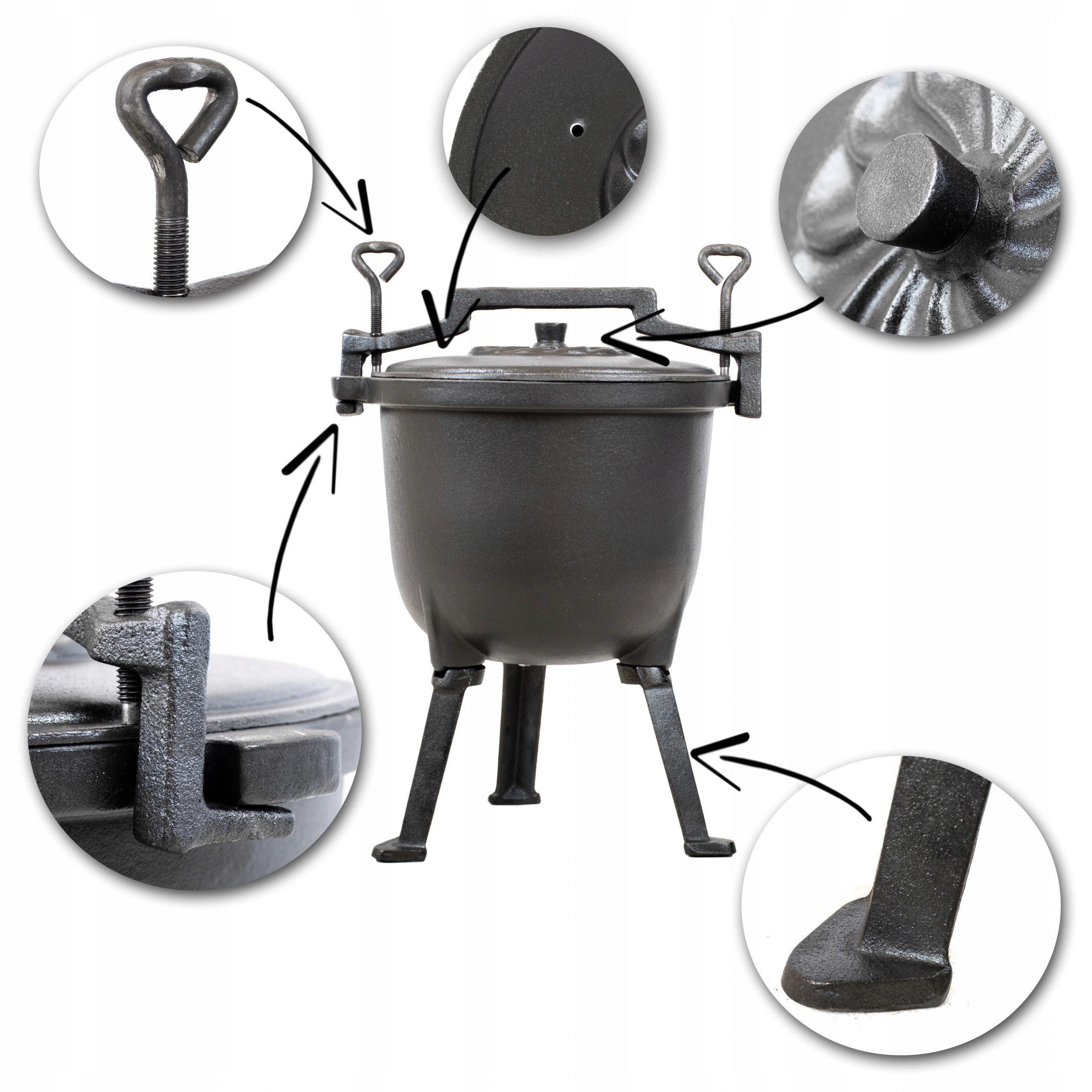 Kociołek stojący EMALIOWANY Garnek Myśliwski 4L Rodzaj stojący