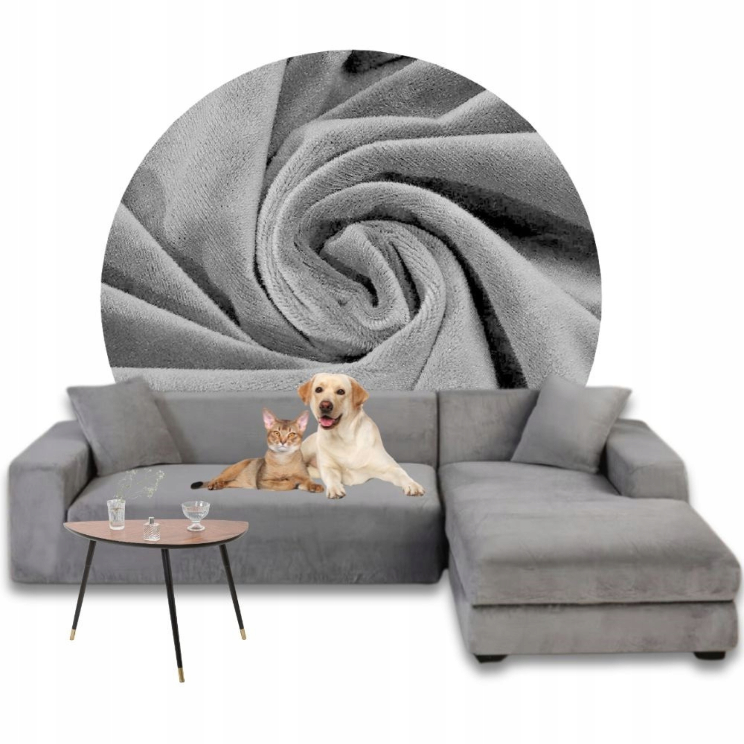 Potah Na Rohovou Pohovku Pohovka Velur Premium Plyš Pravý 3+3OS Oeko-tex