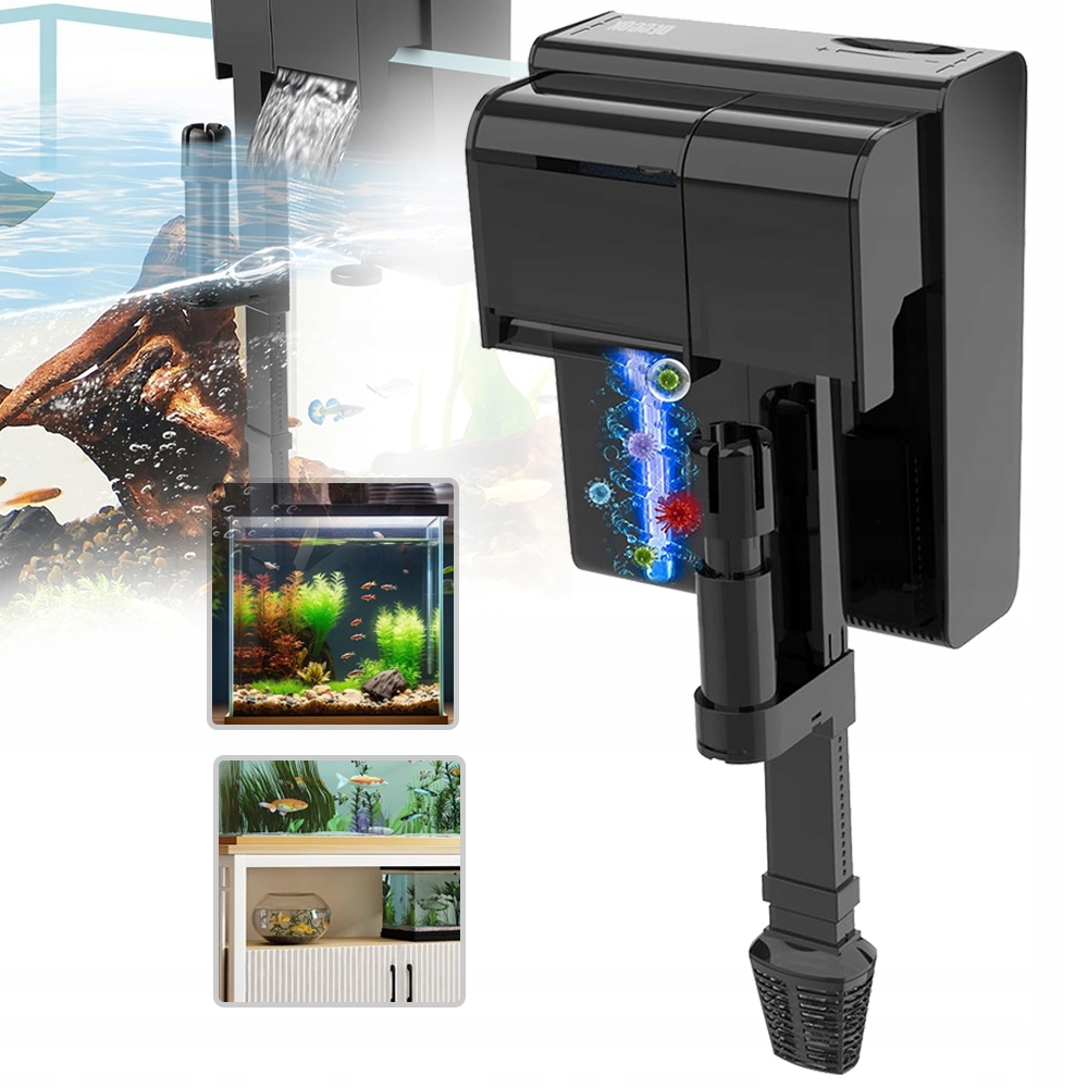 Vnější filtr 450 l/h, Závěsný filtr s VV, Regulovatelný vodopádový filtr