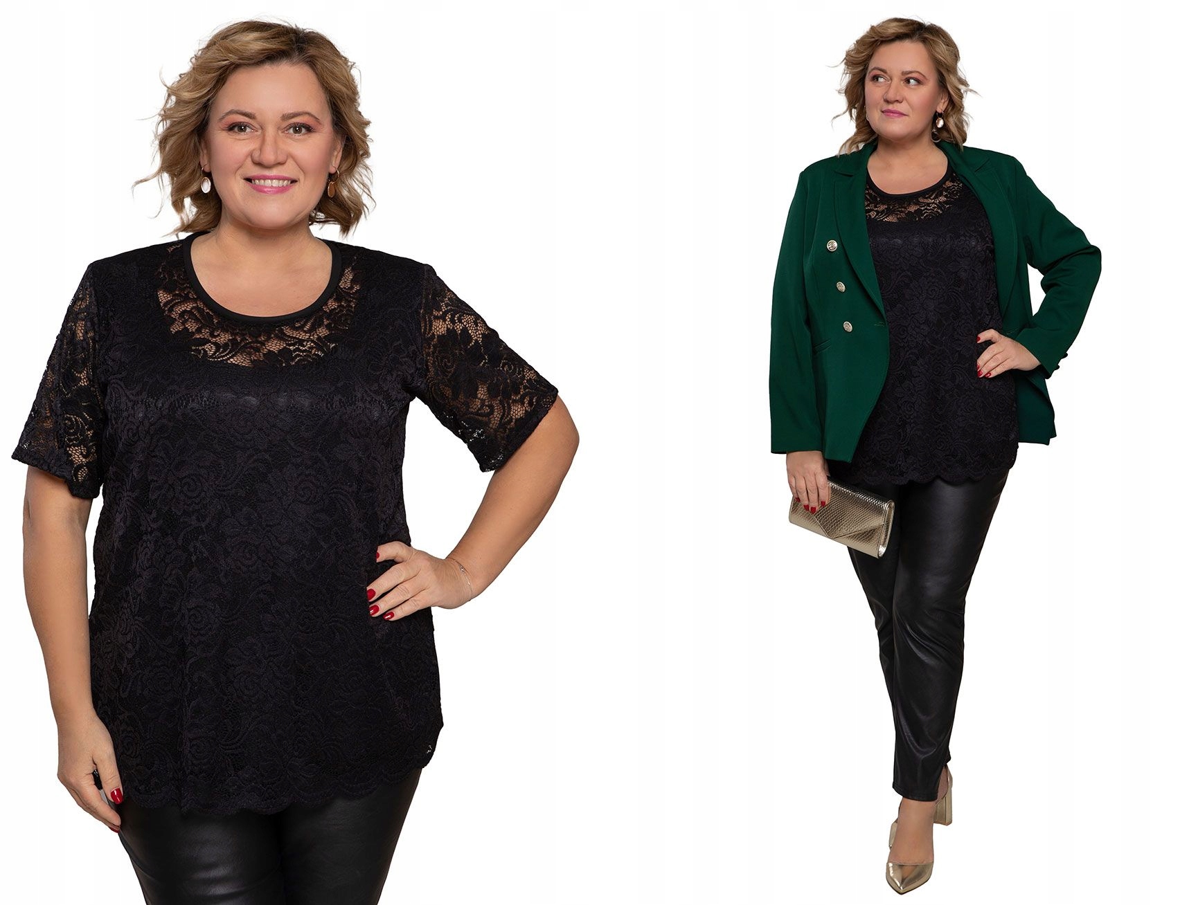 Černá halenka z květinové krajky 52/54