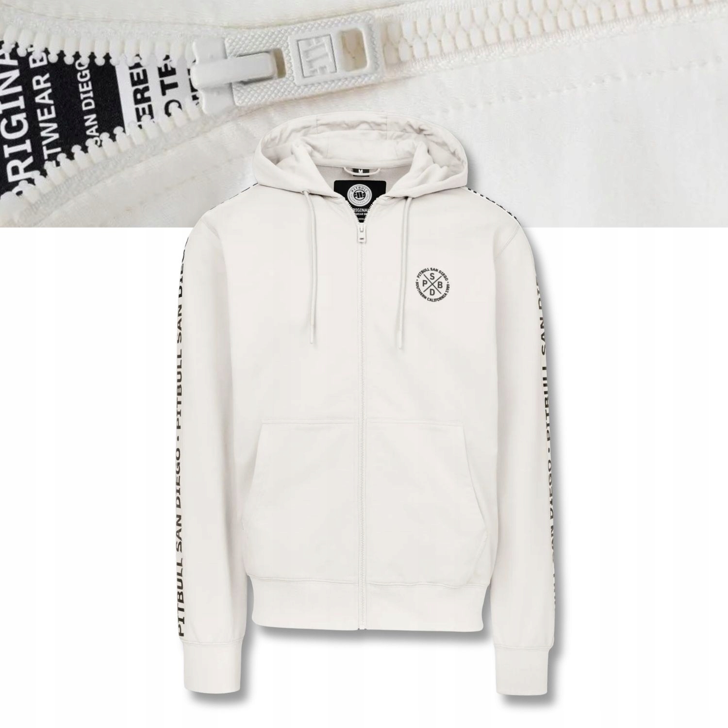 Pánská Rozepínací Mikina s kapucí Pitbull Tape Parker lampasy pohodlná M