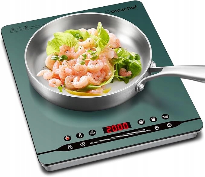 Amzchef jednoduchá indukčná varná doska 2000 W prenosná Zelená do karavanu
