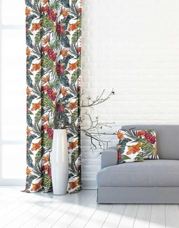 TKANINA MATERIAŁ NA ZASŁONY KOLOROWE LIŚCIE 150 CM Marka inna