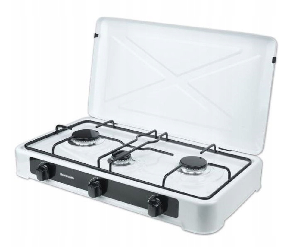 3-plotýnkový nastavitelný plynový sporák Ravanson K-03T (bílý)
