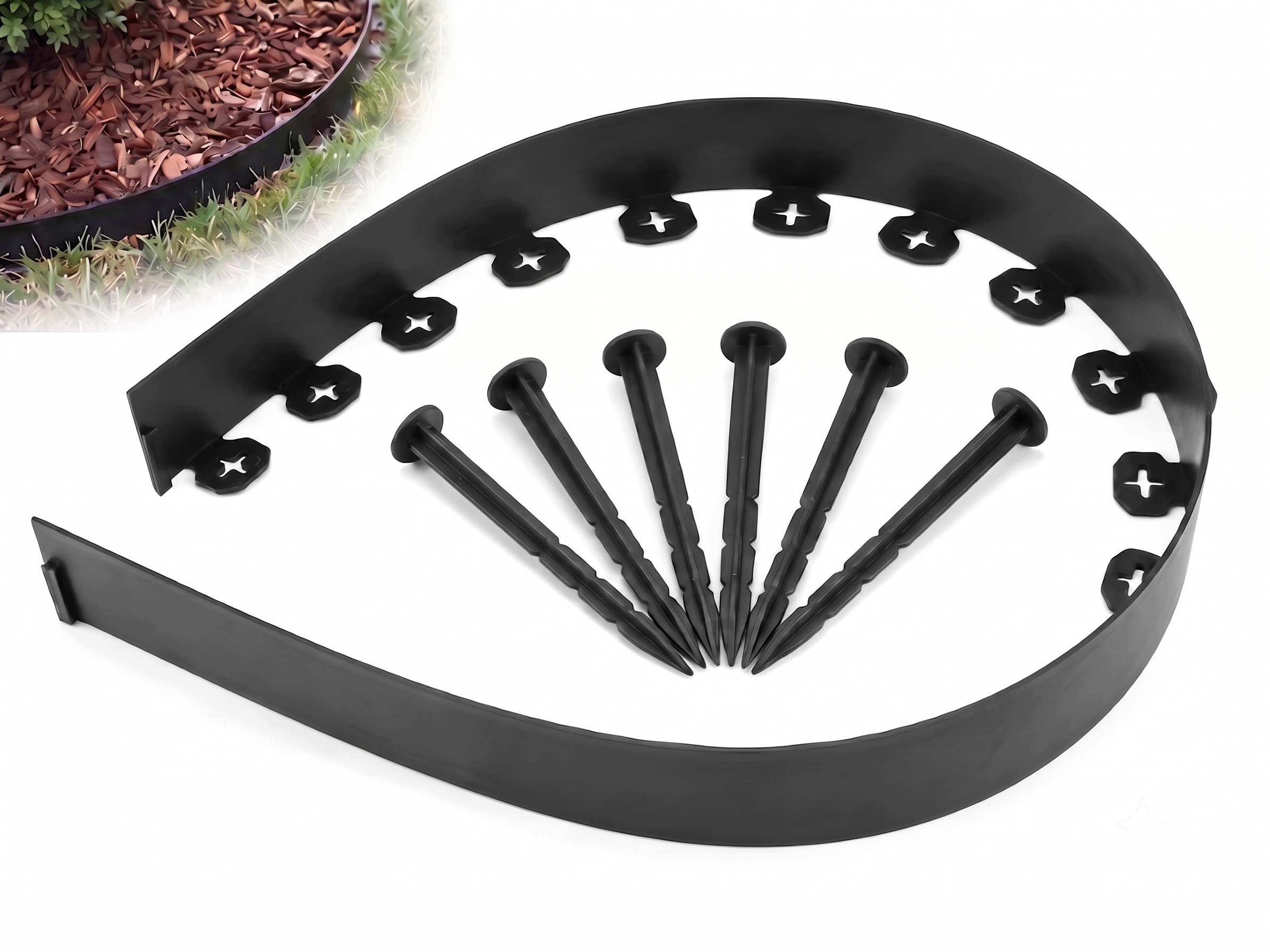 Flexibilní Zahradní Lem Flexi 60 mm 20 m 100 Kotvících Kolíků