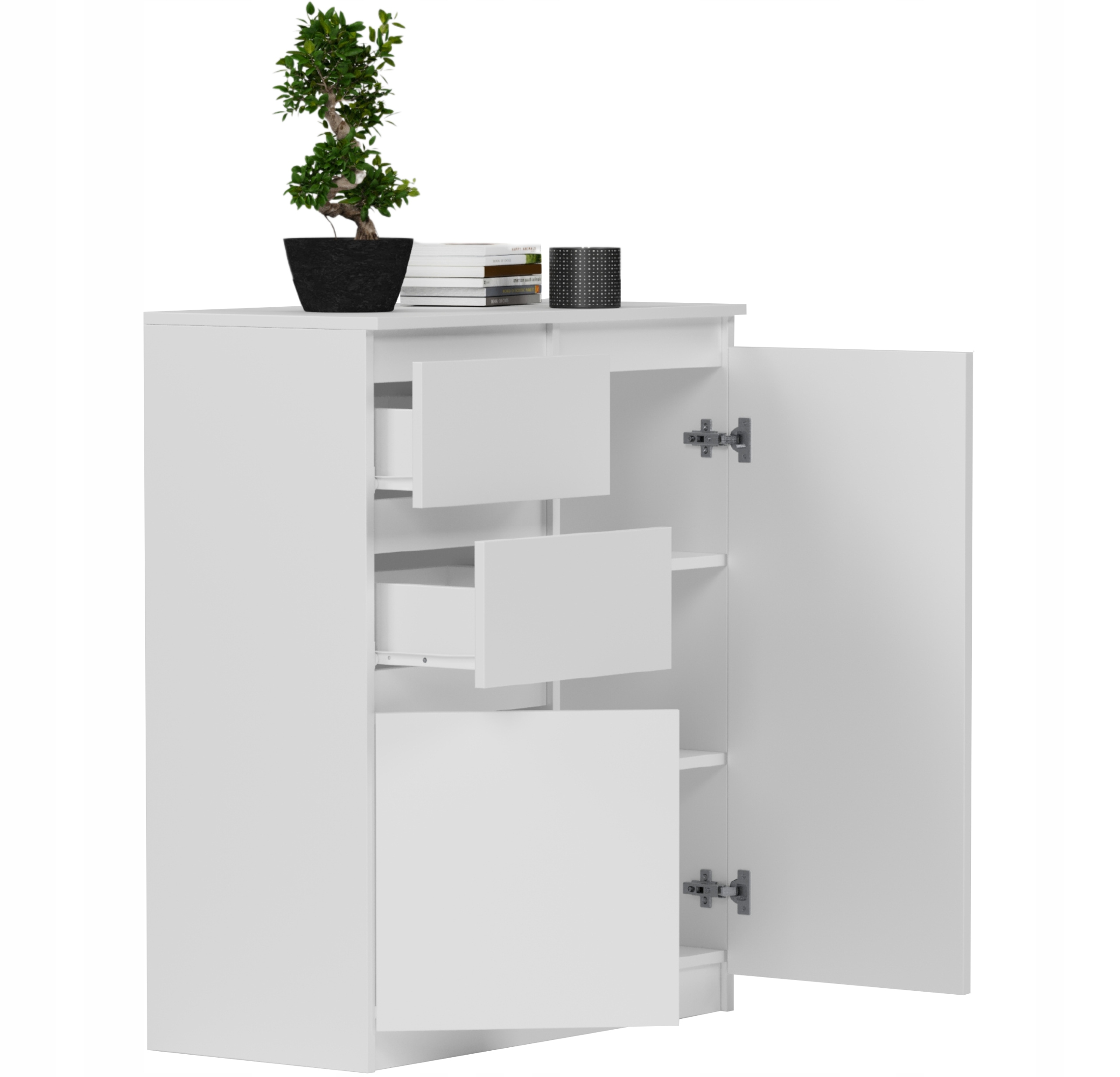 KOMODA 98CM SZAFKA 2 SZUFLADY BIAŁA S2