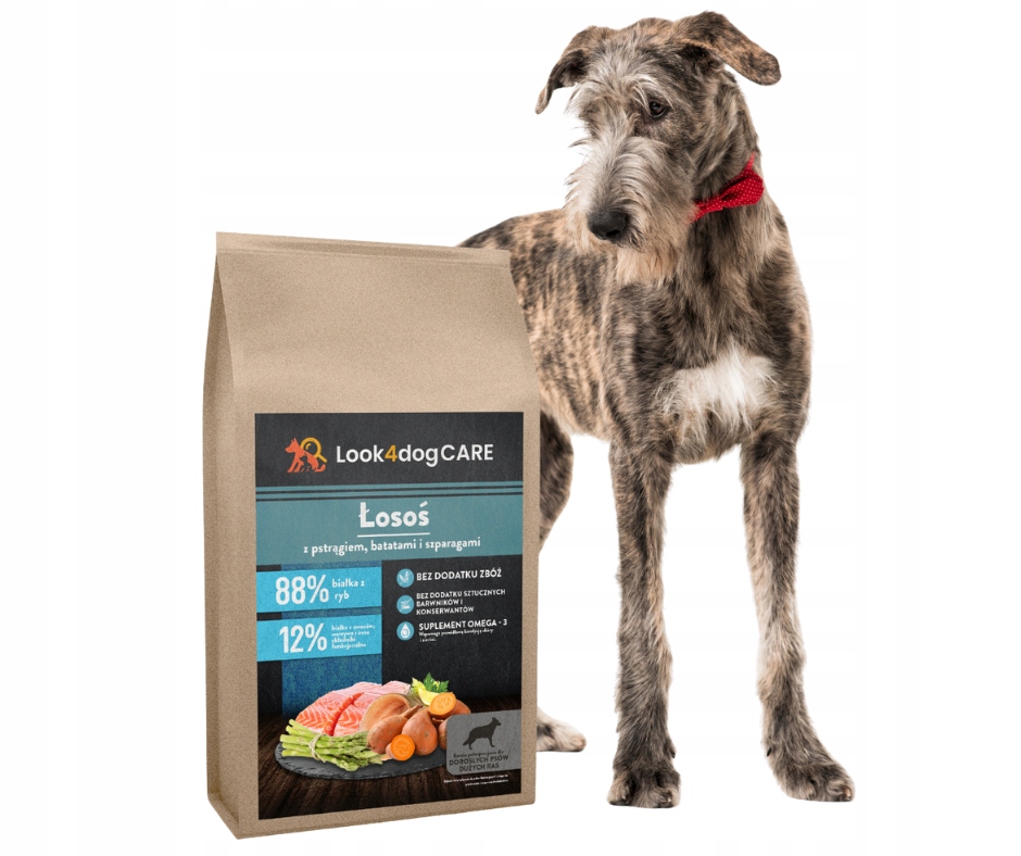Levně Krmivo pro psy Look4dog Care losos pstruh bez obilovin a drůbeže velké psy 12 kg