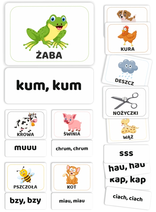 UKŁADANKA ONOMATOPEJE (60 elem.) - OBRAZKI+WYRAZY