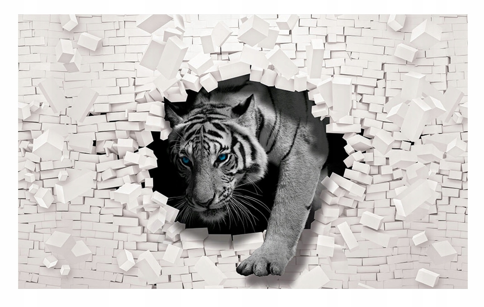 Fototapeta Tiger Vychádzajúci Zo Steny Diera V Stene Abstrakcia 368x254