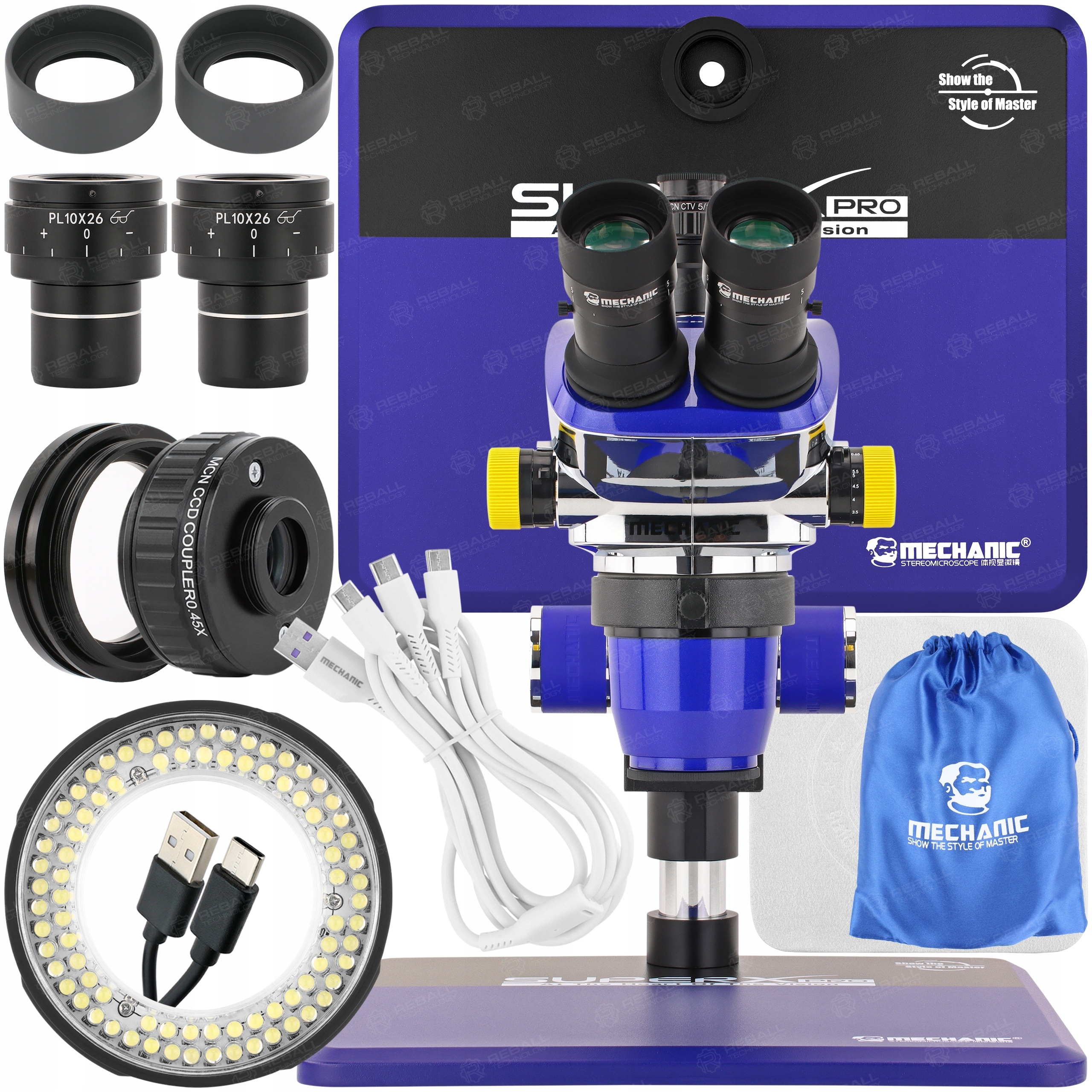 Trinokulární Stereoskopický Mikroskop Mechanic X PRO-B11 6.5-55x LS5