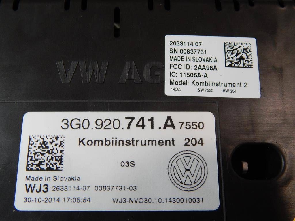 Volkswagen PASSAT B8 1.6 tdi dials dials 3G0920741A