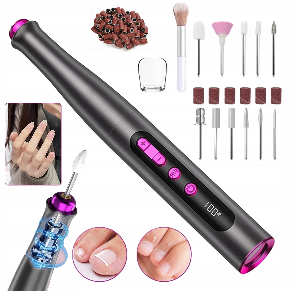 Profesionální Vrtačka Na Nehty, Elektrický Pilník Na Nehty, Černá Barva