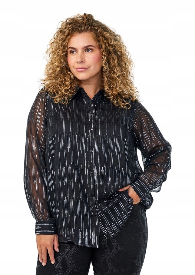 Zizzi Černá Párty Košile Stříbrný Vzor 206A 60