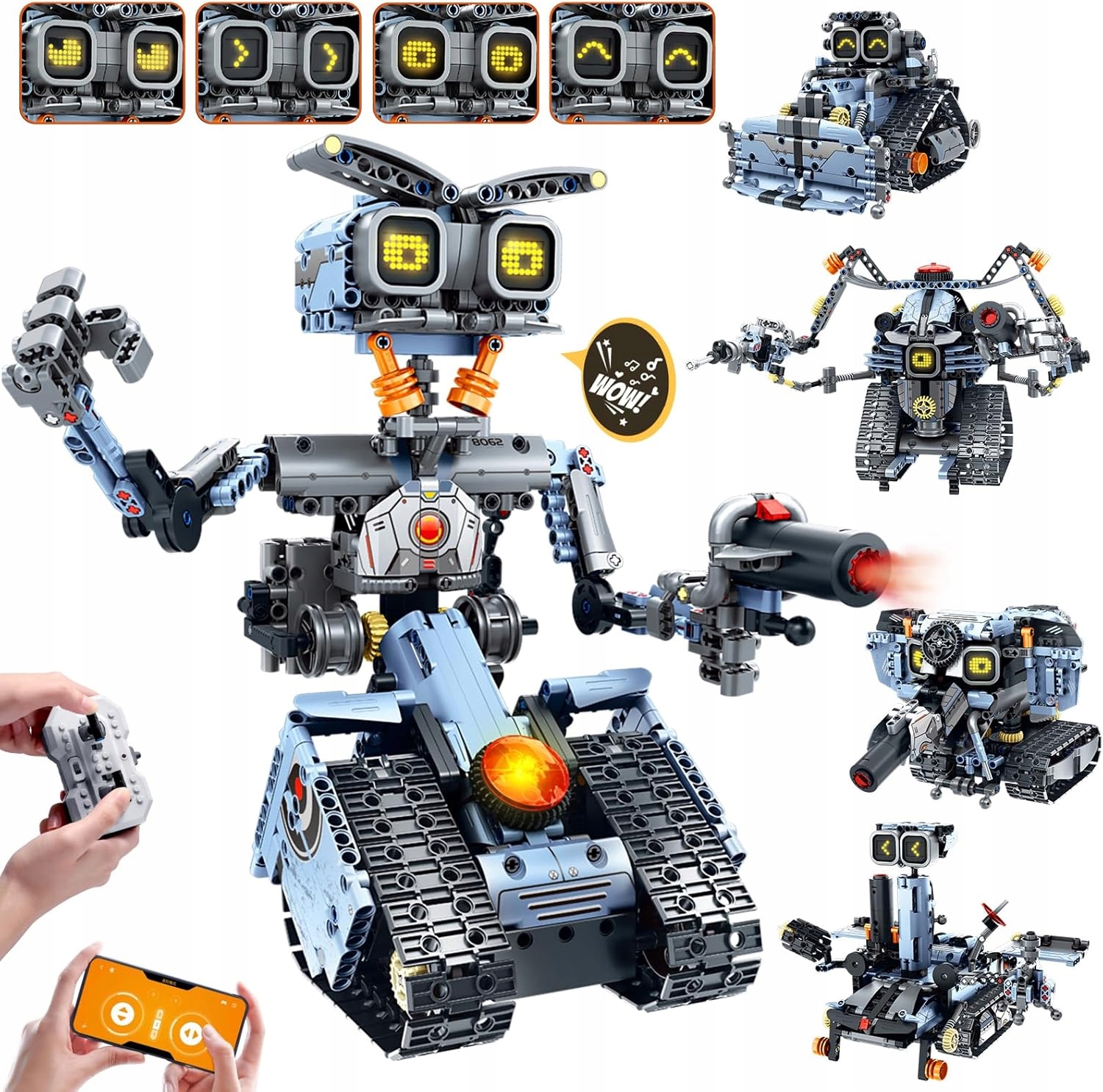 Klocki Robot Zdalnie Sterowany Rc Czołg Pojazd Led Programowanie 5w1 699szt