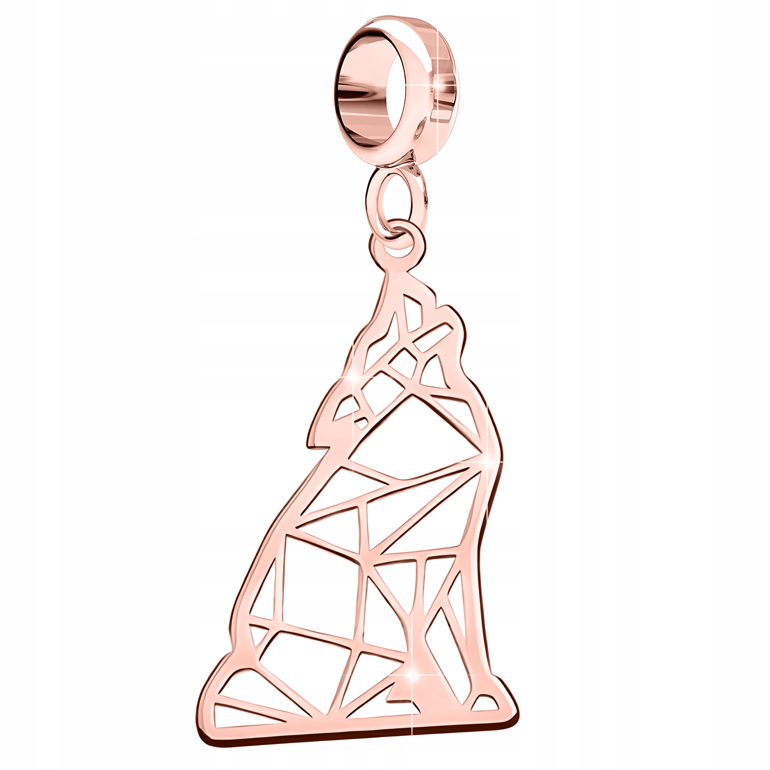 Charms Pozlacený plech s vlčím psem Ažurový pes Wolf Vlk Stříbro 925