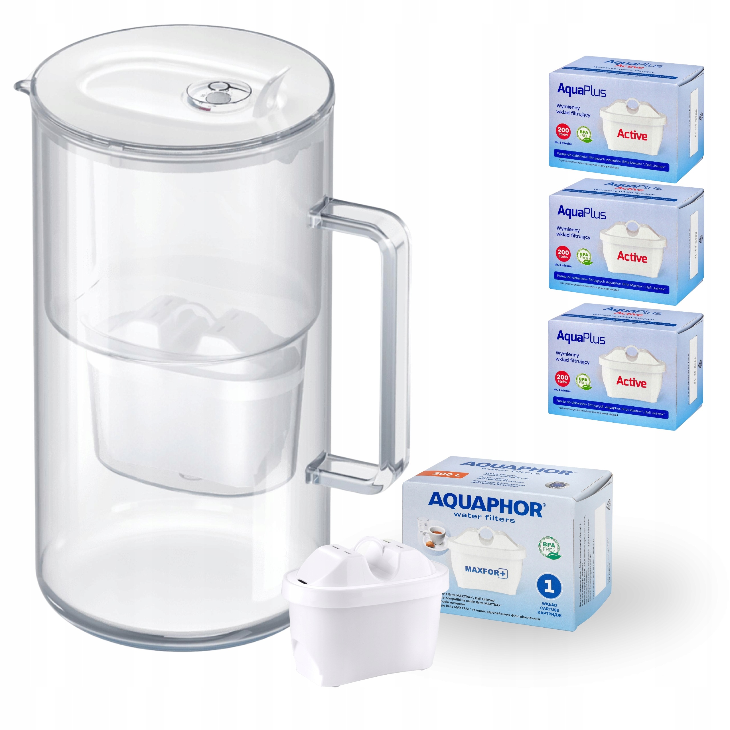 Filtrační konvice skleněná Aquaphor Glass bílá 2,5 l 4 filtry (1+3)