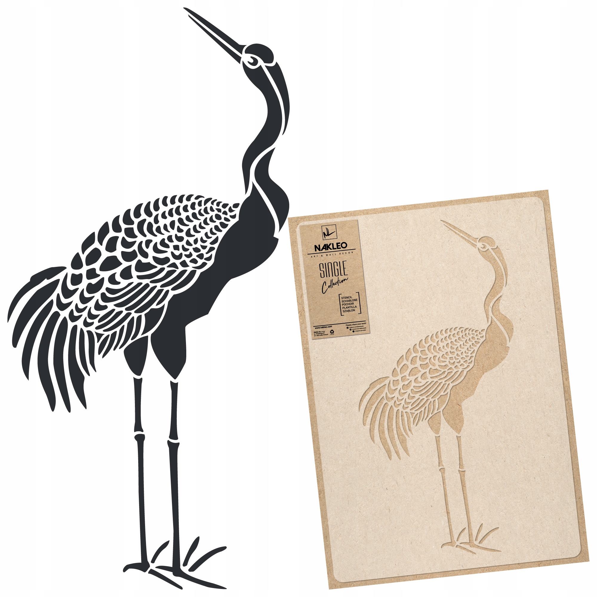 Szablon Malarski WIELOKROTNY M 43x64cm PTAKI Azjatycki Symbol ŻURAW STOJĄCY