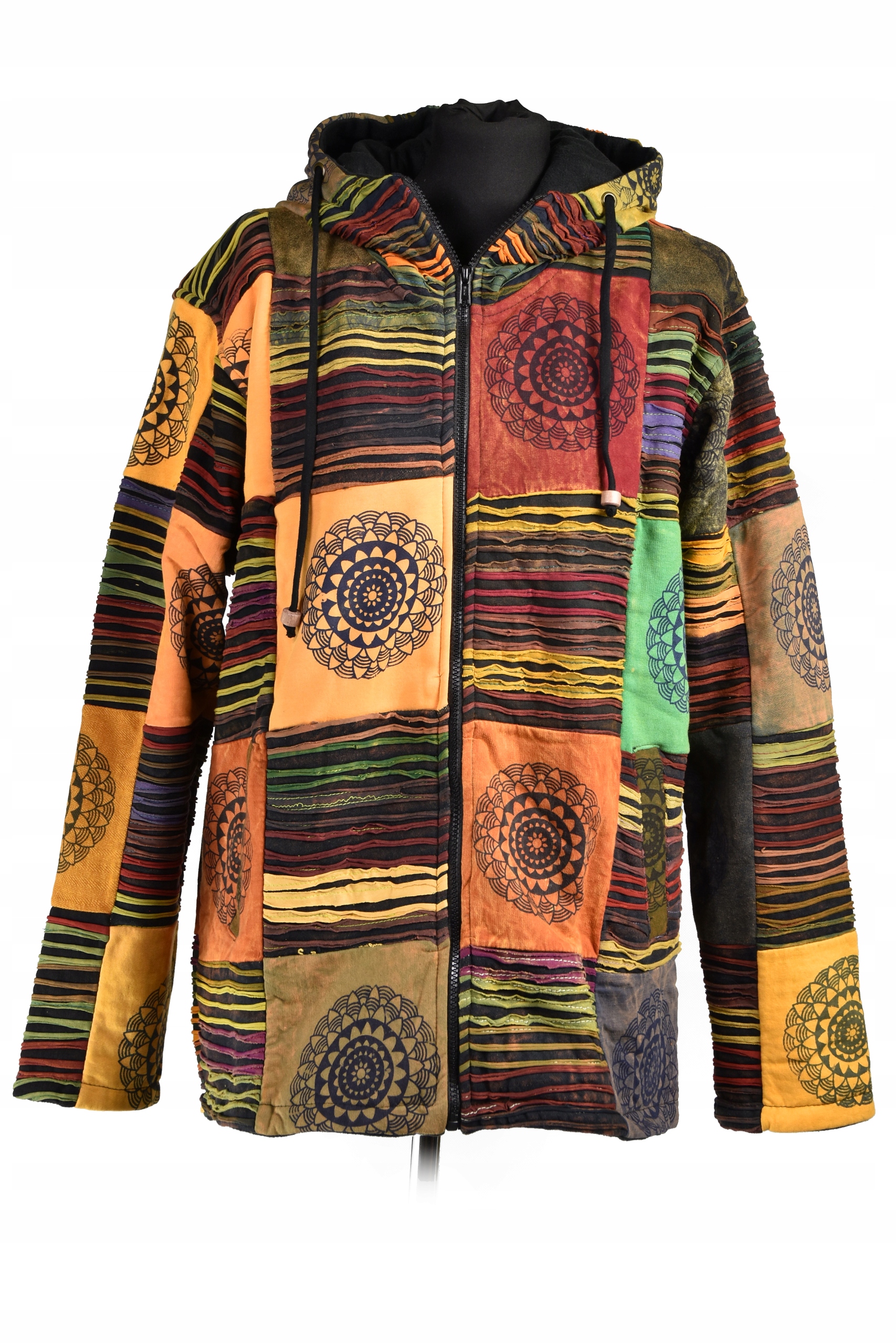 Mikina patchwork Himalájská bavlna fleece Umělecká barevná