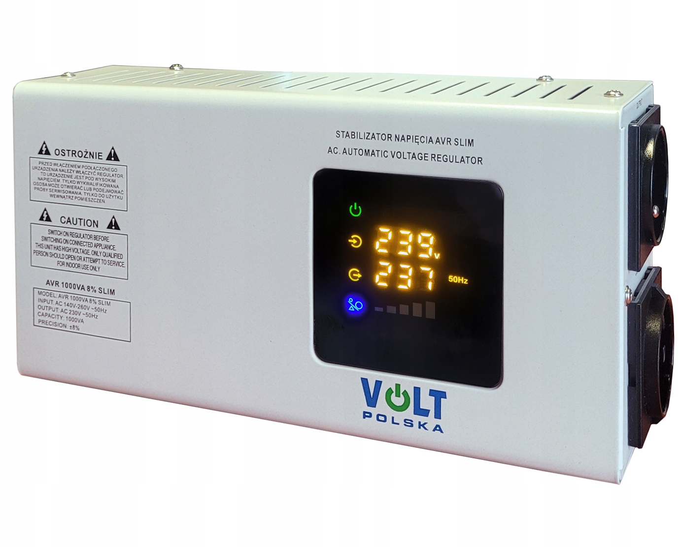 Stabilizator Napięcia Avr 1000VA 1000 8% Volt Polska Agregat Slim Wiszący