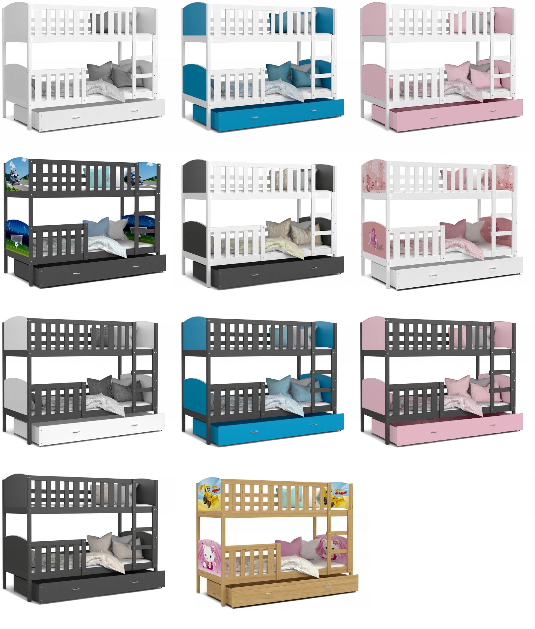 Łóżko piętrowe 200x90 białe TAMI Płeć chłopcy