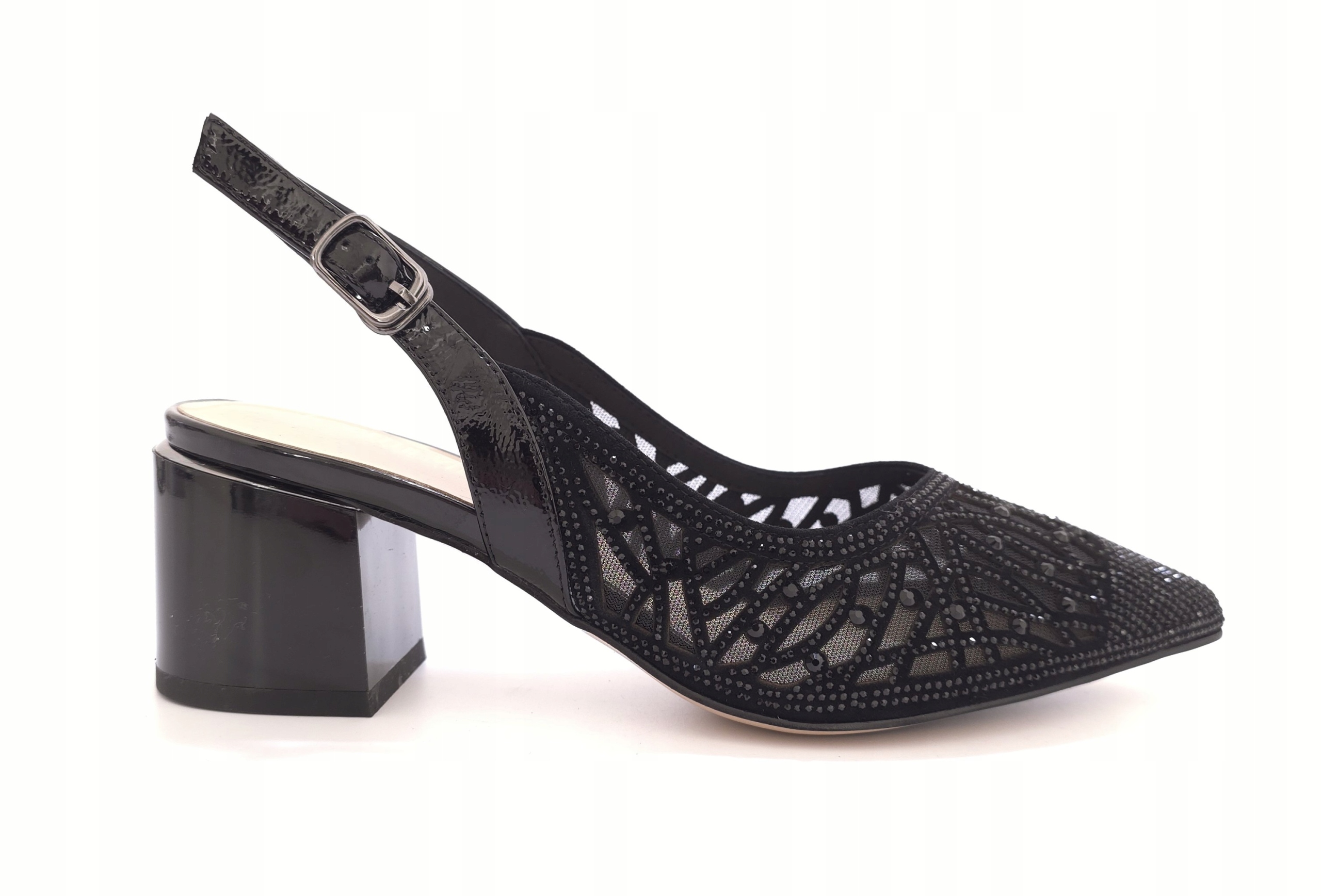 Elegantní černé lodičky s odkrytou patou Loretta Vitale C9687 r36