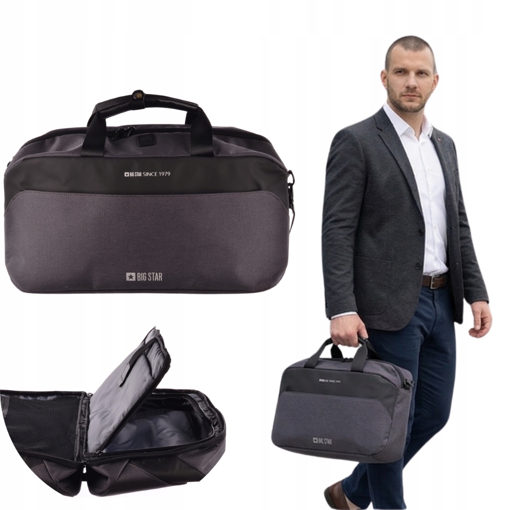 Torba podróżna Big Star HH574050 szara sportowa na ramię weekendowa